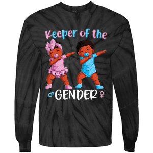 Keeper Of The Gender Reveal Black Baby Announcement Tie-Dye Long Sleeve Shirt