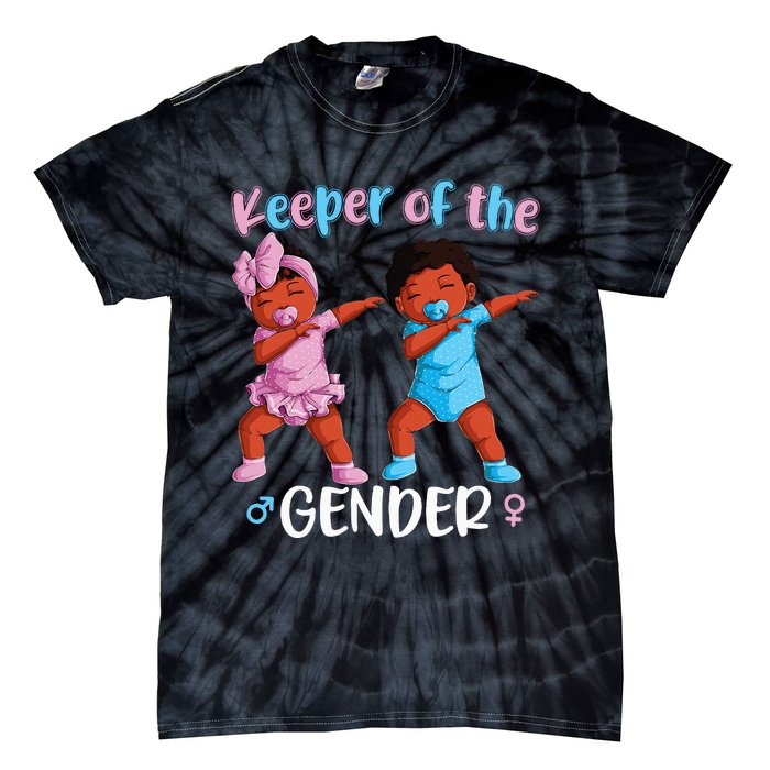 Keeper Of The Gender Reveal Black Baby Announcement Tie-Dye T-Shirt