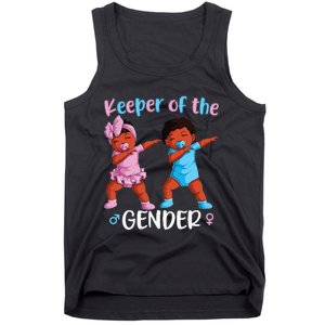 Keeper Of The Gender Reveal Black Baby Announcement Tank Top