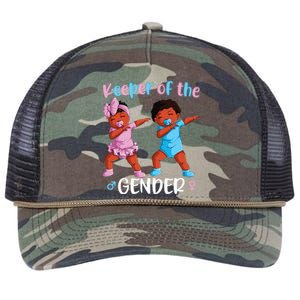 Keeper Of The Gender Reveal Black Baby Announcement Retro Rope Trucker Hat Cap