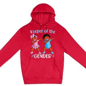 Keeper Of The Gender Reveal Black Baby Announcement Premium Pullover Hoodie