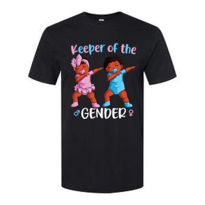 Keeper Of The Gender Reveal Black Baby Announcement Softstyle CVC T-Shirt