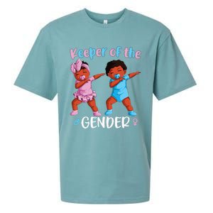 Keeper Of The Gender Reveal Black Baby Announcement Sueded Cloud Jersey T-Shirt