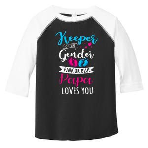 Keeper Of The Gender Papa Loves You Baby Shower Family Toddler Fine Jersey T-Shirt