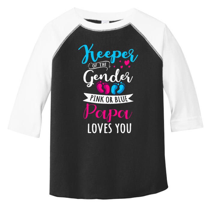 Keeper Of The Gender Papa Loves You Baby Shower Family Toddler Fine Jersey T-Shirt