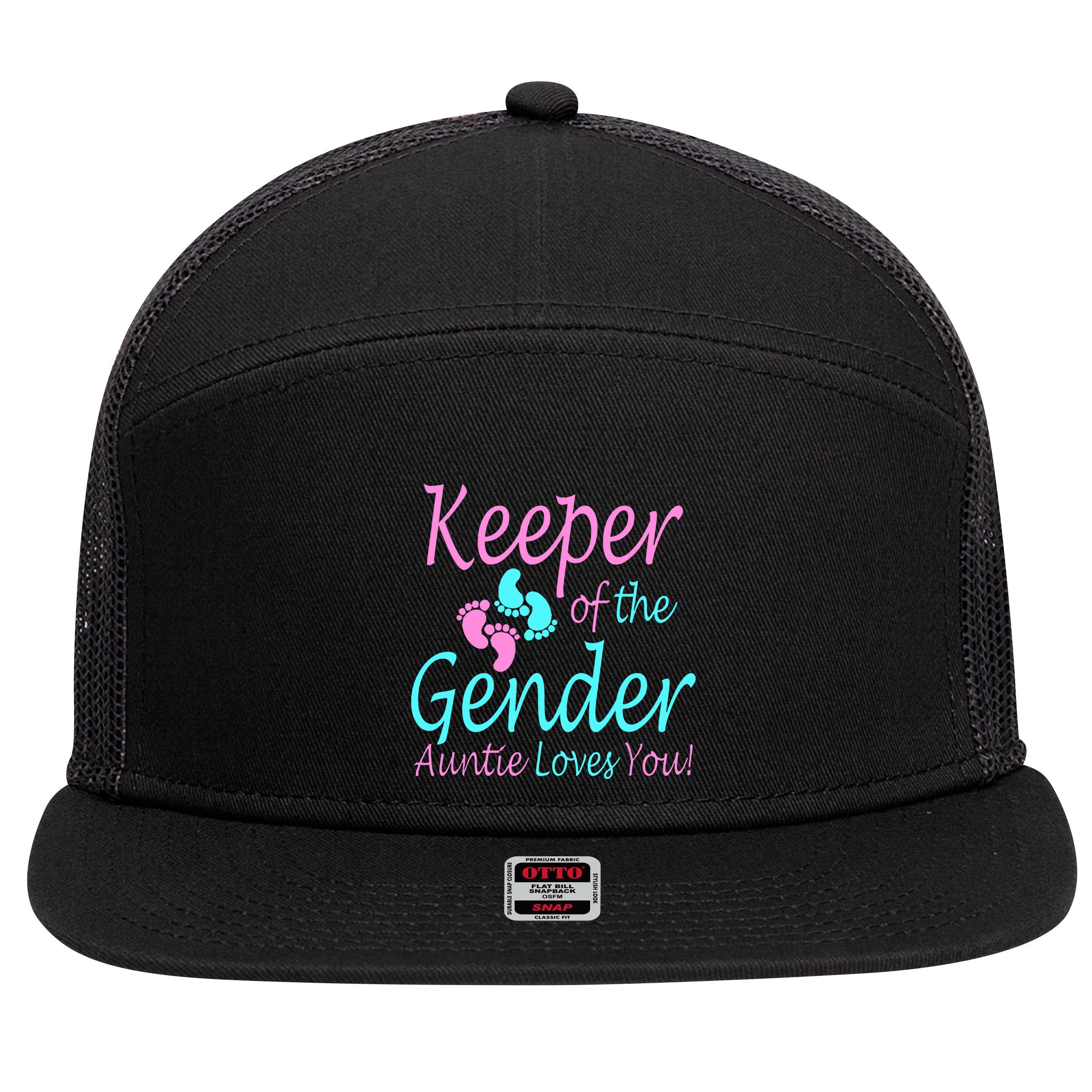 Keeper Of The Gender Auntie Love You 7 Panel Mesh Trucker Snapback Hat