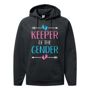 Keeper of the gender reveal baby announcement party supplies Performance Fleece Hoodie