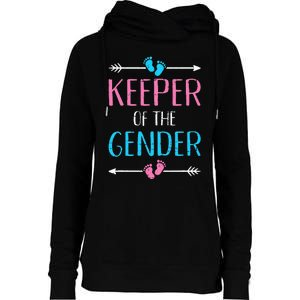 Keeper of the gender reveal baby announcement party supplies Womens Funnel Neck Pullover Hood