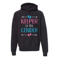 Keeper of the gender reveal baby announcement party supplies Premium Hoodie