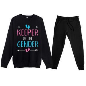 Keeper of the gender reveal baby announcement party supplies Premium Crewneck Sweatsuit Set