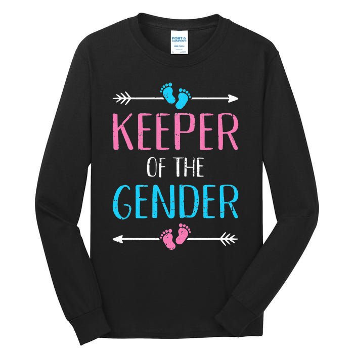 Keeper of the gender reveal baby announcement party supplies Tall Long Sleeve T-Shirt