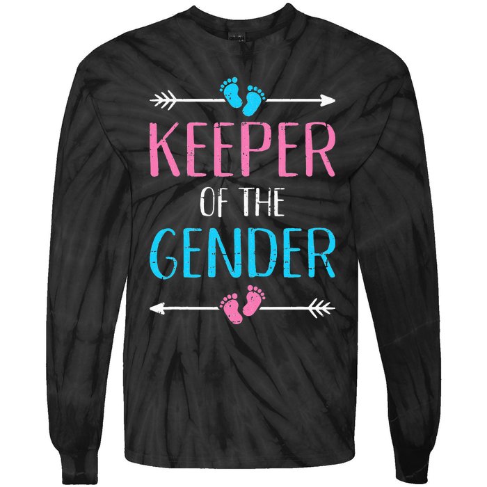 Keeper of the gender reveal baby announcement party supplies Tie-Dye Long Sleeve Shirt