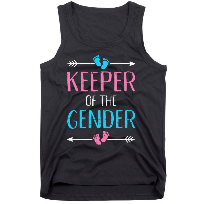 Keeper of the gender reveal baby announcement party supplies Tank Top