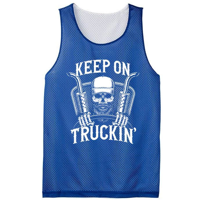 Keep On Truckin' Truck Driver Gift Mesh Reversible Basketball Jersey Tank