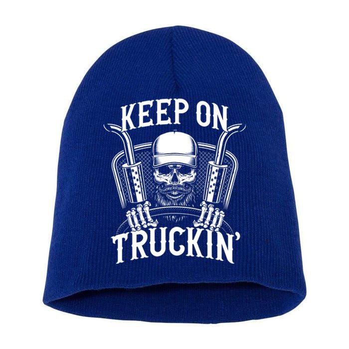 Keep On Truckin' Truck Driver Gift Short Acrylic Beanie