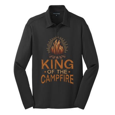 King Of The Campfire Vintage Silk Touch Performance Long Sleeve Polo