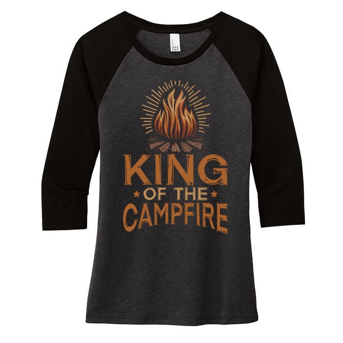 King Of The Campfire Vintage Women's Tri-Blend 3/4-Sleeve Raglan Shirt