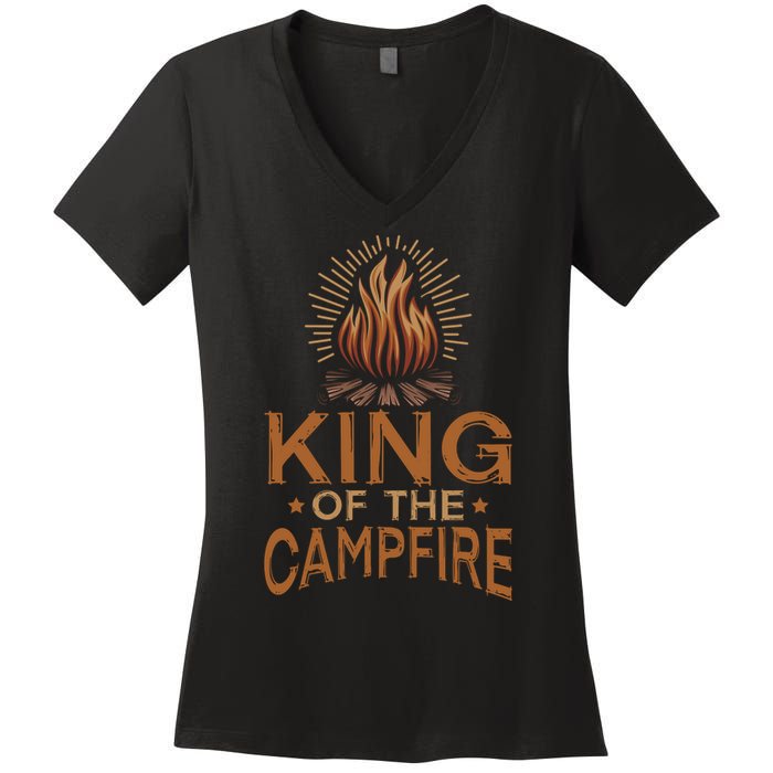 King Of The Campfire Vintage Women's V-Neck T-Shirt