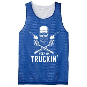 Keep On Truckin' Truck Driver Gift Mesh Reversible Basketball Jersey Tank