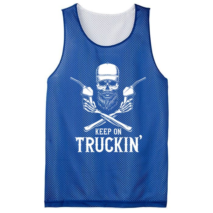 Keep On Truckin' Truck Driver Gift Mesh Reversible Basketball Jersey Tank