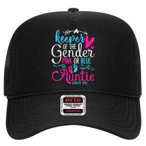 Keeper Of The Gender Auntie Loves You Aunt Baby Announcement High Crown Mesh Back Trucker Hat