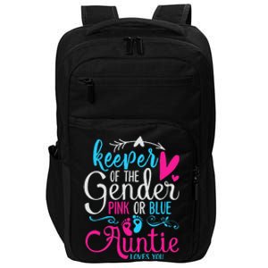 Keeper Of The Gender Auntie Loves You Aunt Baby Announcement Impact Tech Backpack