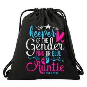 Keeper Of The Gender Auntie Loves You Aunt Baby Announcement Drawstring Bag