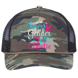 Keeper Of The Gender Auntie Loves You Aunt Baby Announcement Retro Rope Trucker Hat Cap