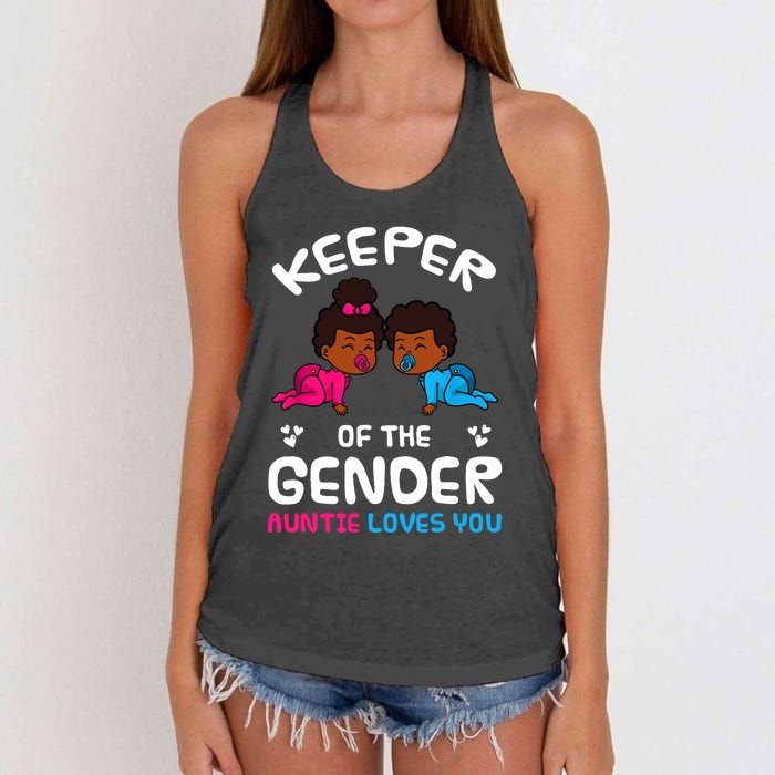 Keeper Of The Gender Auntie Loves You African American Baby Women's Knotted Racerback Tank