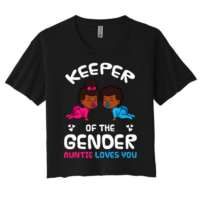 Keeper Of The Gender Auntie Loves You African American Baby Women's Crop Top Tee