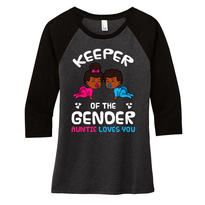 Keeper Of The Gender Auntie Loves You African American Baby Women's Tri-Blend 3/4-Sleeve Raglan Shirt