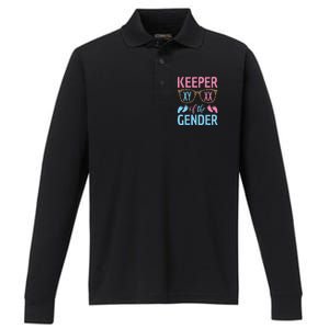 Keeper Of The Gender Baby Shower Gender Reveal Party Outfit Performance Long Sleeve Polo