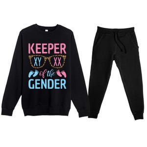 Keeper Of The Gender Baby Shower Gender Reveal Party Outfit Premium Crewneck Sweatsuit Set