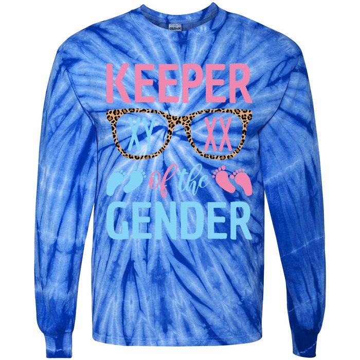 Keeper Of The Gender Baby Shower Gender Reveal Party Outfit Tie-Dye Long Sleeve Shirt