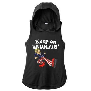 Keep On Trumpin Funny Usa Flag Support Reelect Trump 2020 Ladies PosiCharge Tri-Blend Wicking Draft Hoodie Tank