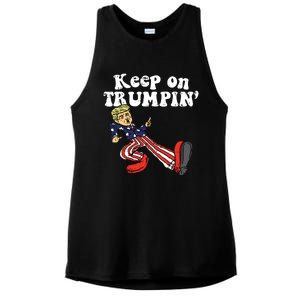 Keep On Trumpin Funny Usa Flag Support Reelect Trump 2020 Ladies PosiCharge Tri-Blend Wicking Tank