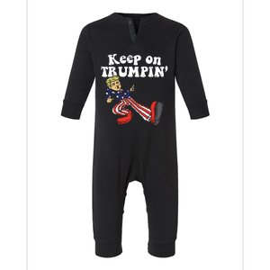 Keep On Trumpin Funny Usa Flag Support Reelect Trump 2020 Infant Fleece One Piece