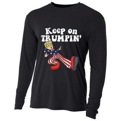 Keep On Trumpin Funny Usa Flag Support Reelect Trump 2020 Cooling Performance Long Sleeve Crew