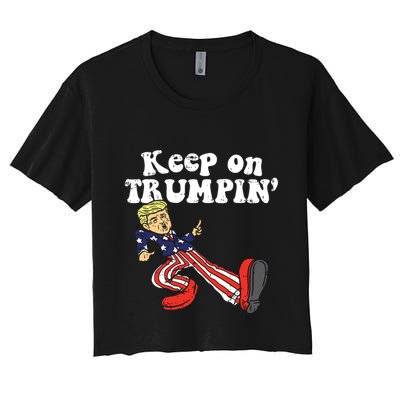 Keep On Trumpin Funny Usa Flag Support Reelect Trump 2020 Crop Top