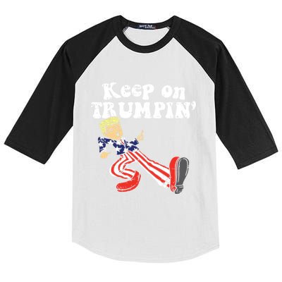 Keep On Trumpin Funny Usa Flag Support Reelect Trump 2020 Kids Colorblock Raglan Jersey
