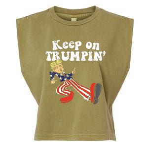 Keep On Trumpin Funny Usa Flag Support Reelect Trump 2020 Garment-Dyed Women's Muscle Tee