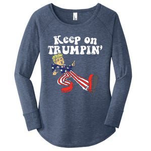 Keep On Trumpin Funny Usa Flag Support Reelect Trump 2020 Women's Perfect Tri Tunic Long Sleeve Shirt