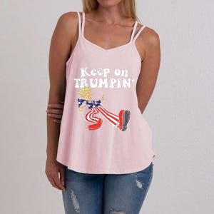 Keep On Trumpin Funny Usa Flag Support Reelect Trump 2020 Women's Strappy Tank