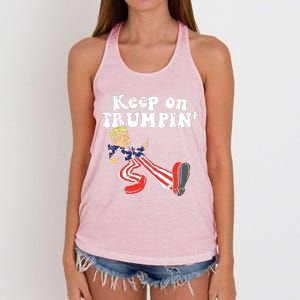 Keep On Trumpin Funny Usa Flag Support Reelect Trump 2020 Women's Knotted Racerback Tank