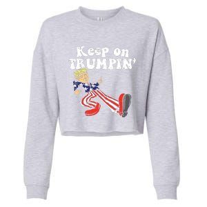 Keep On Trumpin Funny Usa Flag Support Reelect Trump 2020 Cropped Pullover Crew