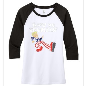 Keep On Trumpin Funny Usa Flag Support Reelect Trump 2020 Women's Tri-Blend 3/4-Sleeve Raglan Shirt