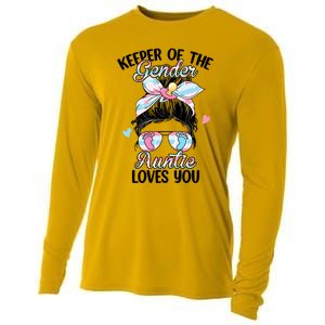 Keeper Of The Gender Auntie Loves You Funny Gender Reveal Gift Cooling Performance Long Sleeve Crew