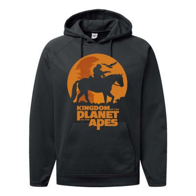 Kingdom Of The Planet Of The Apes Logo And Noa With Eagle Performance Fleece Hoodie