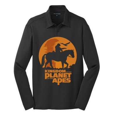 Kingdom Of The Planet Of The Apes Logo And Noa With Eagle Silk Touch Performance Long Sleeve Polo