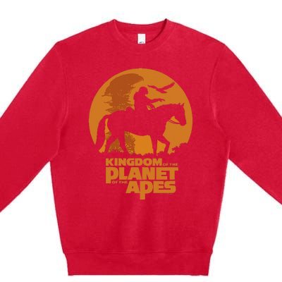 Kingdom Of The Planet Of The Apes Logo And Noa With Eagle Premium Crewneck Sweatshirt